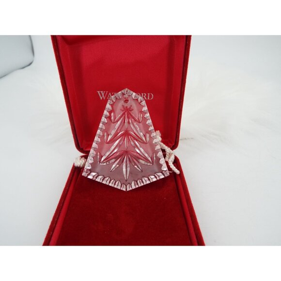 Waterford Crystal 3" Frosted Christmas Tree Ornament with Velvet Case and Pouch - Picture 8 of 10
